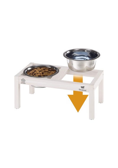 Ferplast Desco Wood 07 Standlı İkili Çelik Köpek Mama ve Su Kabı 2 x 5600 ML