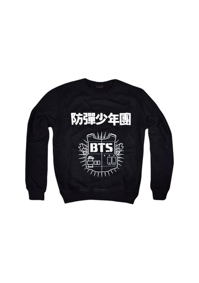 Bts Baskılı Sweatshirt Siyah
