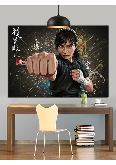 Dövüş Sporu Yapan Kung Fu Ustası Dekoratif Kanvas - Mdf Ahşap Tablo