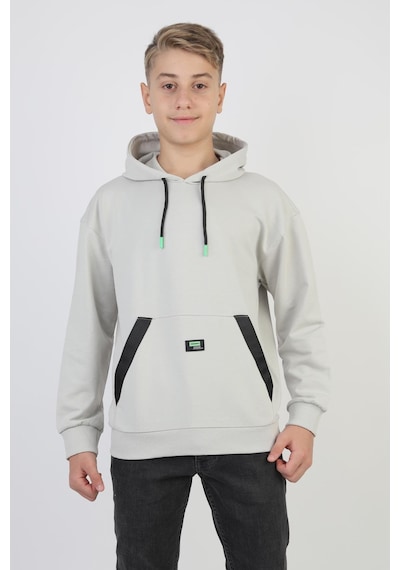 Kapüşonlu Kanguru Cepli 2 İplik Mevsimlik Erkek Çocuk Sweatshirt-90920 Gri