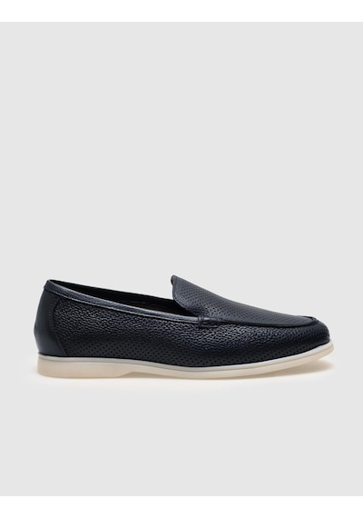 Cabani Hakiki Deri Lacivert Erkek Loafer - Lacivert
