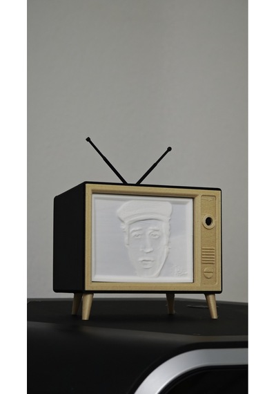 Morfem3d Özelleştirilebilir Retro Tv Görünümlü Aydınlatmalı Litofan Type-c Girişli Özel Tasarım Siyah - Beyaz