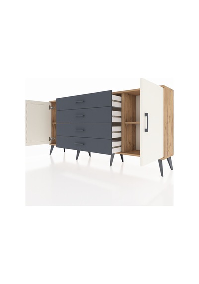 Arges Konsol 2 Raflı 4 Çekmeceli 2 Kapaklı 176x30x83 Çam-aytaşı/antrasit Aytaşı/antrasit Arges Konsol 2 Raflı 4 Çekmeceli 2 Kapaklı 176x30x83 Çam-aytaşı/antrasit Aytaşı/antrasit