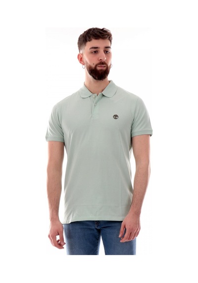 Timberland Tb0a6bx4 Millers River Sleeve Stretch Polo Açık Yeşil Erkek T-shirt Mavi