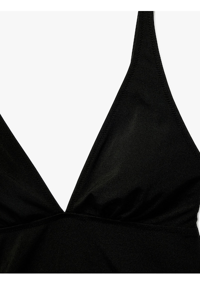 Koton V Yaka Askılı Tankini Bikini Üstü Siyah 6sak10007mm