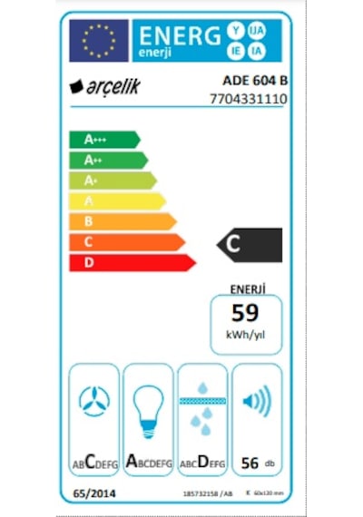 Arçelik ADE 604 B Ankastre Eğimli Davlumbaz