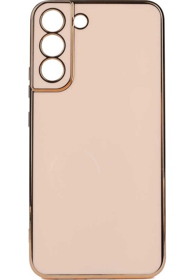 Kilifone - Galaxy S22 Plus Uyumlu Kılıf Kenarları Parlak Altın Renkli Silikon Bark Kapak - Rose Gold - T21638