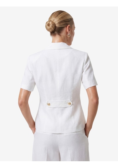 Koton Keten Karışımlı Klasik Yaka Metal Düğmeli Kısa Kollu Blazer Ceket Beyaz 6sak50164uw