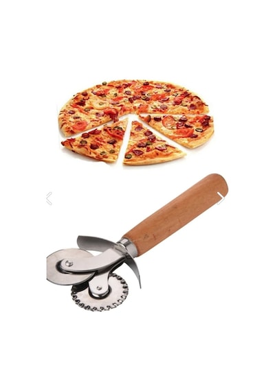 Ahşap Saplı Hamur Ve Pizza Kesme Ruleti Çift Başlıklı Ahşap