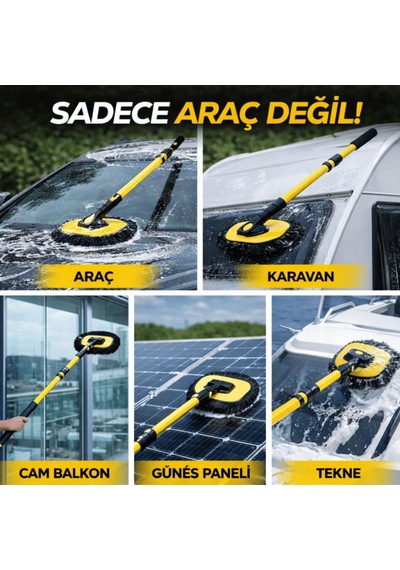 Coofbe Teleskopic Saplı Oto Yıkama Fırcası Toz Alma Paspası Kuru Islak Araç Yıkama Fırcası+yedek Bez 0
