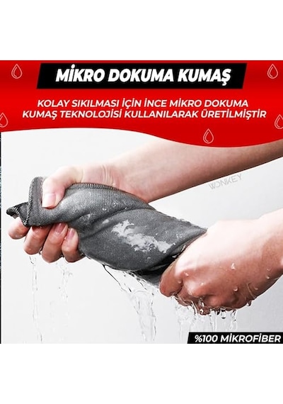 Wonkey - Mikrofiber Araba Kurulama Ve Cam Bezi Seti Araç Ve Motor Kurulama Havlusu + Otomobil Motorsiklet Cam Bezi, Oto Temizlik Seti - 50x70 Cm 2'li Set