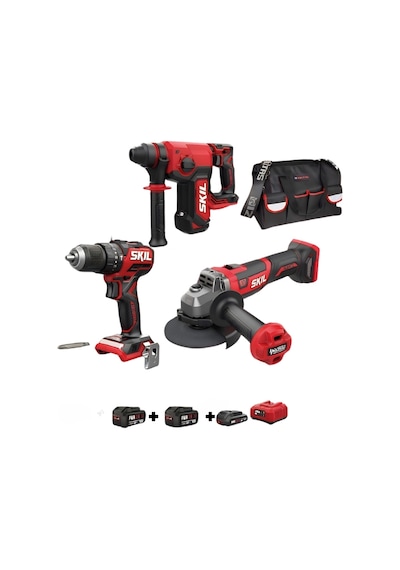 Skil Pro Kombo Set 3 3851CA 20V Max Kırıcı Delici + 3930CB Avuç Taşlama + 3075CA Darbeli Matkap + 3110AA 2.5AH Li+ Şarj Cihazı + 2 Adet 3137AA 4AH Li Akü