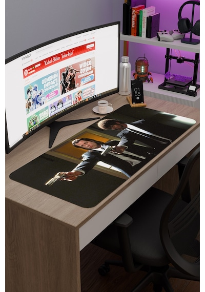 Pulp Fiction Ucuz Roman Tarantino V2 90x40 Xxl Gaming Kauçuk Kaymaz Taban Mouse Pad Fare Altlığı