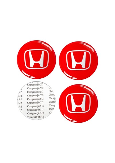 Honda Jant Göbeği Göbek Arması Sticker Kırmızı 4'Lü Set Carmaniak