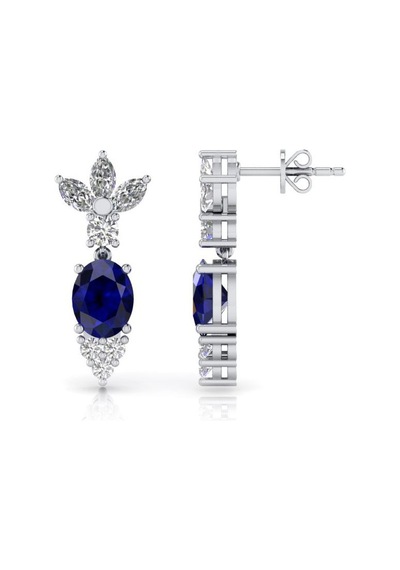 1,30 Karat Pırlantalı Safir Renkli Küpe