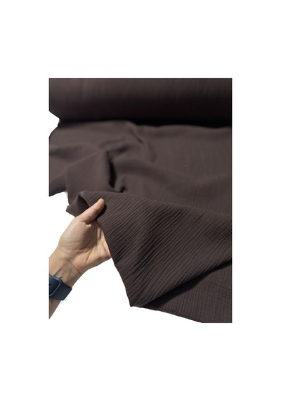 %100 Pamuk Çift Katlı Müslin Kumaş Elbiselik En 140 Cm 4000 -16 Kahverengi
