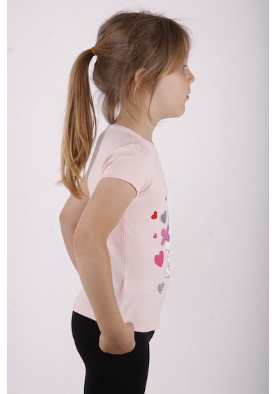 Toontoy Kids Toontoy Kız Çocuk Kalpli Tavşan Baskılı Tişört Somon