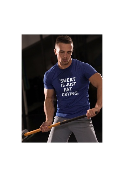 North Whiskers Sweat Is Just Fat Crying Yazılı Baskılı Spor Lacivert Unisex %100 Pamuk T-shirt Lacivert - 875709326 Lacivert - 875709326 Lacivert