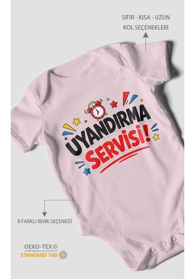 Morivokids Uyandırma Servisi Kısa Kollu Bebek Body %100 Pamuk Bebe Pembe