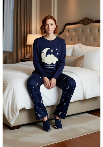 Ersefa Kız Çocuk Galaksi Baskılı Polar Pijama Fonksiyonel Dayanıklı Kali lacivert