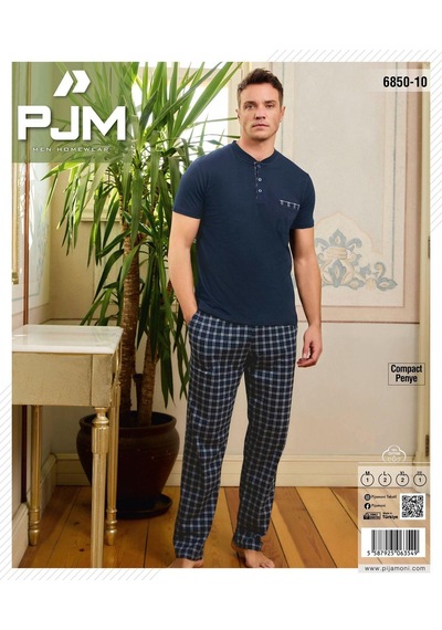 Pijamoni Erkek Düğme Yaka Kısa Kol Pijama Takımı 6850/10 - 1 Adet Lacivert Pijamoni Erkek Düğme Yaka Kısa Kol Pijama Takımı 6850/10 - 1 Adet Lacivert