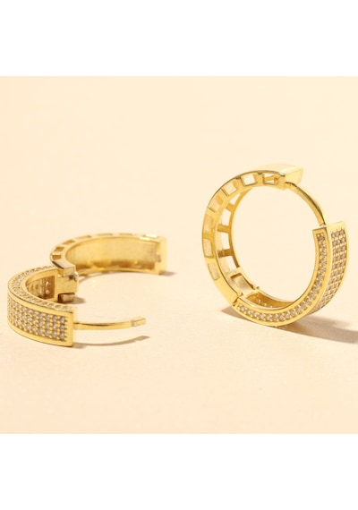 Taşlı Halka Küpe 717101 Gold Gümüş