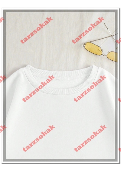 Startmore Biskilet Yaka Sweatshirt Beyaz A Harfi İsme Özel Tasarım Beyaz
