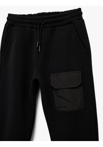 Koton Şardonlu Cep Detaylı Beli Lastikli Basic Jogger Eşofman Altı Siyah 7wkb40009tk