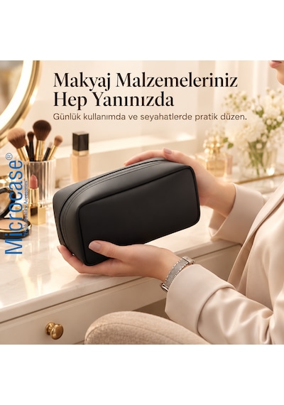 Microcase Su Geçirmez 6 Bölmeli Çift Fermuarlı Makyaj Ve Kozmetik Çantası Al5421
