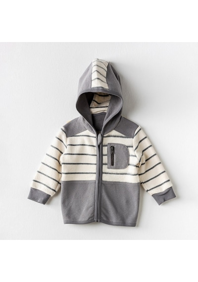 Andywawa Little Zebra Bebek Ceketi AC24157 Ekru - Gri