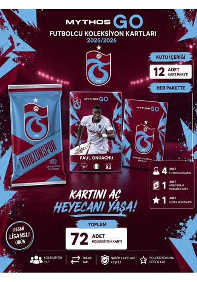 Mythos Pulse Trabzonspor Futbolcu Kartları 10'lu Özel Kutu 2025/2026 Resmi Lisanslı