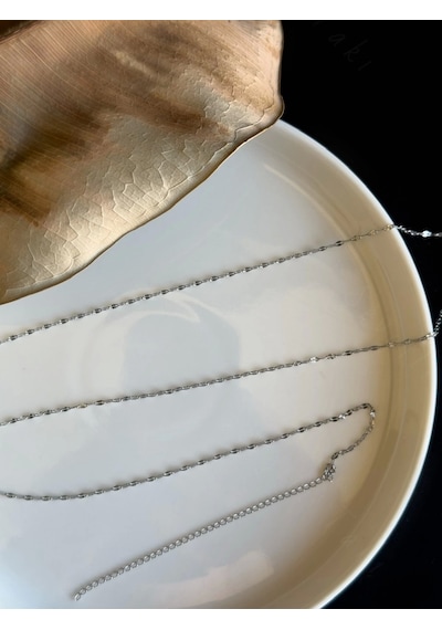 60cm Silver Lip Dudak Zincirli Çelik Bel Takısı Glorius Serisi Silver