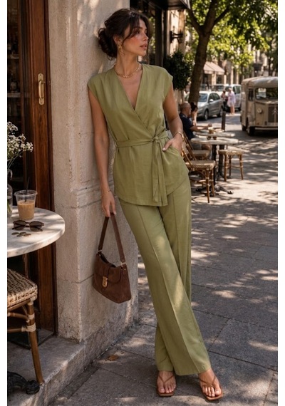 Seeh Yeşil Basic Yelek Pantolon Takım Sh241 Standart