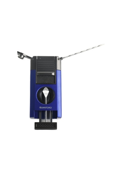 Quantoro Çift Torch Pürmüz V-cut/delicili/iğneli Mavi-gunmetal Metal Puro Çakmağı - Trz1093