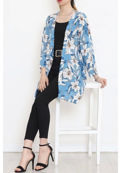 Desenli Kimono Açıkmavi - 1658.1095. Çok Renkli