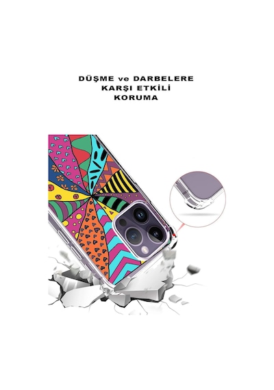 Samsung Galaxy M34 İle Uyumlu Retro Color 4 Baskılı Şeffaf Köşe Korumalı Antişok Kılıf