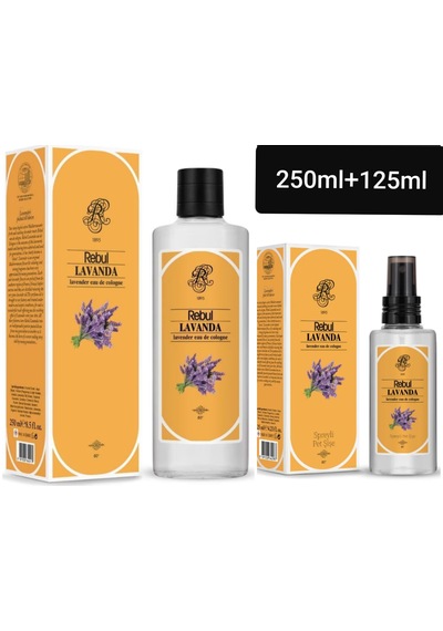 Rebul 80 Derece Lavanta Kolonyası Cam Şişe 250 Ml + Sprey Plastik Şişe 125 Ml