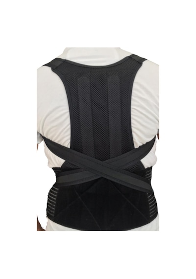 Unisex Siyah Balenli Ortopedik Sporcu Boydan Dik Duruş Korsesi