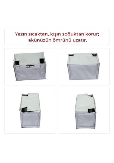 Akü Muhafaza Kılıfı - Gri- 70ah-72ah-74ah-76ah Amper Uyumlu