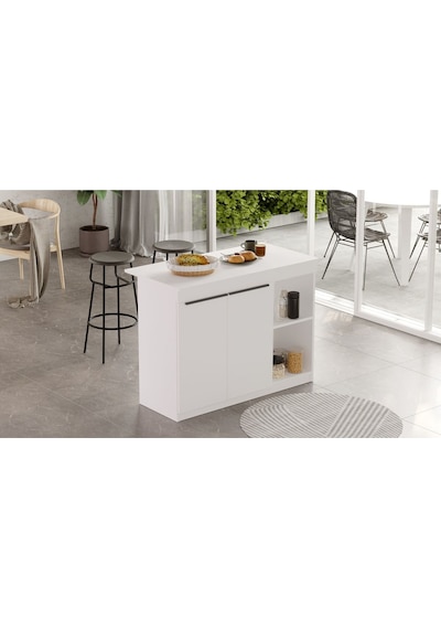 Orren Ada Mutfak Yemek Masası 2 Kapaklı 120cm Beyaz Or2-w