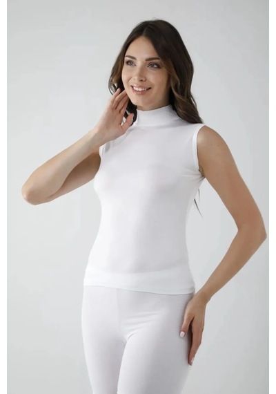 Jenerik Vivaldi Kadın Beyaz Sıfır Kol Balıkçı Body 350