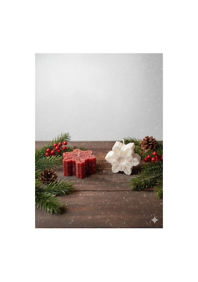 Yılbaşı Mumu Kar Tanesi Noel + Konsepti Çok Renkli