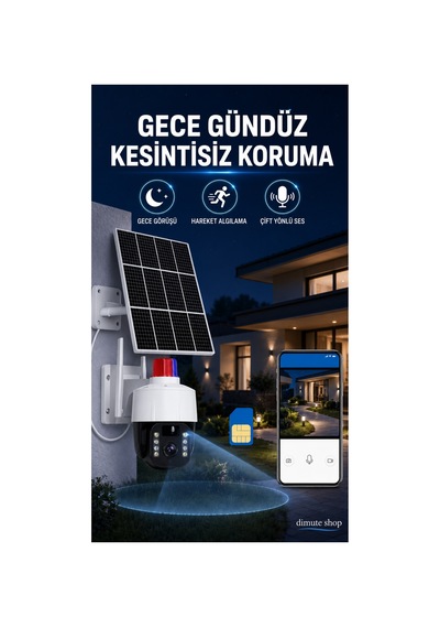 Güneş Panelli 5mp 4g Outdoor Güvenlik Kamerası Sim Kart Destekli Cmr46 Beyaz - 744322503