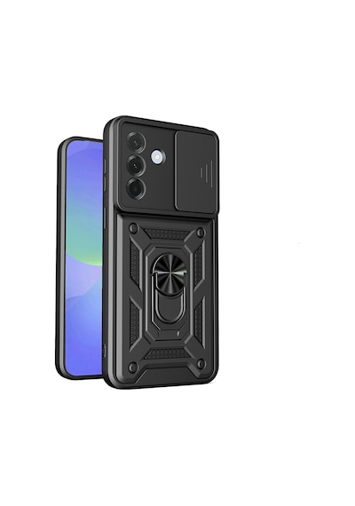 Teleplus Samsung Galaxy Uyumlu  A27 Kılıf Standlı Kamera Korumalı Slide Sürgülü Cover Kapak Siyah