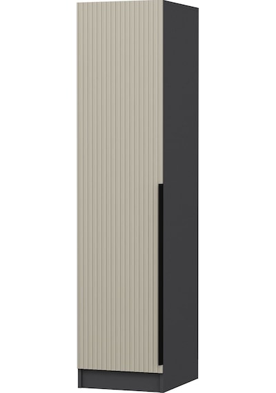 Minar Kale 1 Kapaklı Dolap Çizgili Mebran 210cm - Antrasit/kumtaşı - Askılıklı Çok Renkli