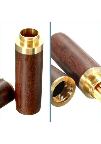 Omeniv Abanoz Ahşap Pirinç Kutu Kapsül Tüp İlaç İğne Outdoor