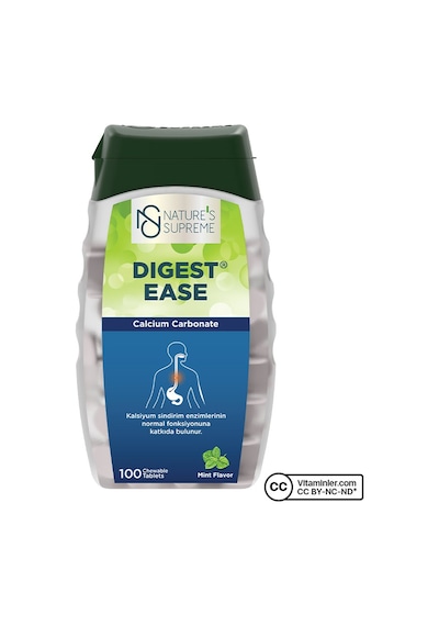 Natures Supreme Digest Ease 100 Çiğnenebilir Tablet Nane