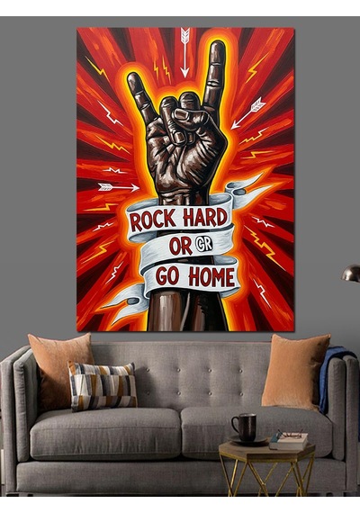 Ahşap Tablo Rock Müzik El İşareti