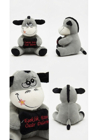 Sevimli Peluş Eşek 30 Cm - "eşeklik Ettim Özür Dilerim" Yazılı Hediyelik Peluş Oyuncak Kahverengi