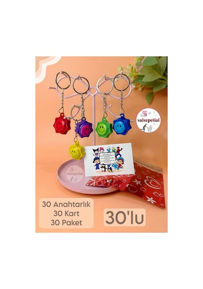 30 Lu Emoji Anahtarlık Hediyelik Hediye Paketli Notlu Emoji Anahtarlık Karne Hediyesi Karne Günü 30 Lu